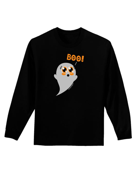 Cute Boo Ghost Adult Long Sleeve Dark T-Shirt-TooLoud-Black-Small-Davson Sales