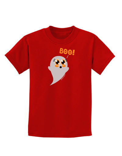 Cute Boo Ghost Childrens Dark T-Shirt-Childrens T-Shirt-TooLoud-Red-X-Small-Davson Sales