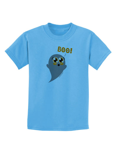 Cute Boo Ghost Childrens T-Shirt-Childrens T-Shirt-TooLoud-Aquatic-Blue-X-Small-Davson Sales