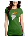 Cute Boo Ghost Juniors Crew Dark T-Shirt-T-Shirts Juniors Tops-TooLoud-Kiwi-Green-Juniors Fitted Small-Davson Sales