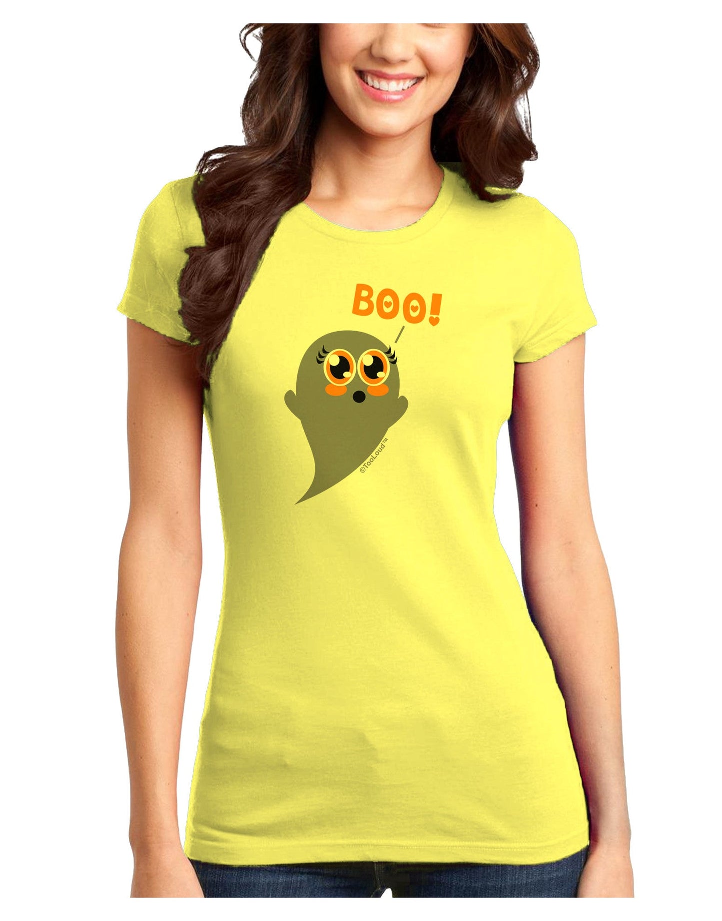 Cute Boo Ghost Juniors T-Shirt-Womens Juniors T-Shirt-TooLoud-Yellow-Juniors Fitted X-Small-Davson Sales