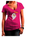 Cute Boo Ghost Juniors V-Neck Dark T-Shirt-Womens V-Neck T-Shirts-TooLoud-Hot-Pink-Juniors Fitted Small-Davson Sales