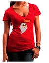 Cute Boo Ghost Juniors V-Neck Dark T-Shirt-Womens V-Neck T-Shirts-TooLoud-Red-Juniors Fitted Small-Davson Sales