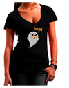 Cute Boo Ghost Juniors V-Neck Dark T-Shirt-Womens V-Neck T-Shirts-TooLoud-Black-Juniors Fitted Small-Davson Sales