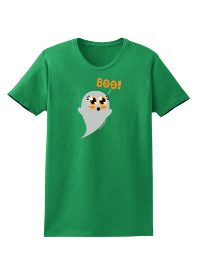 Cute Boo Ghost Womens Dark T-Shirt-TooLoud-Kelly-Green-X-Small-Davson Sales