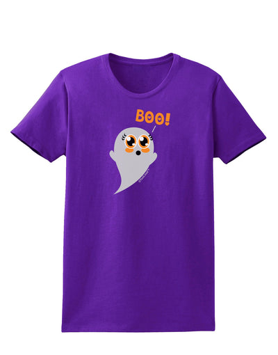 Cute Boo Ghost Womens Dark T-Shirt-TooLoud-Purple-X-Small-Davson Sales