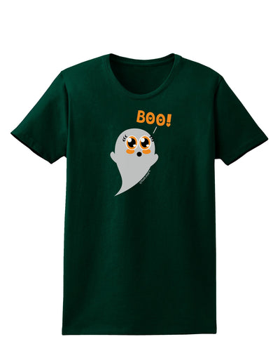 Cute Boo Ghost Womens Dark T-Shirt-TooLoud-Forest-Green-Small-Davson Sales