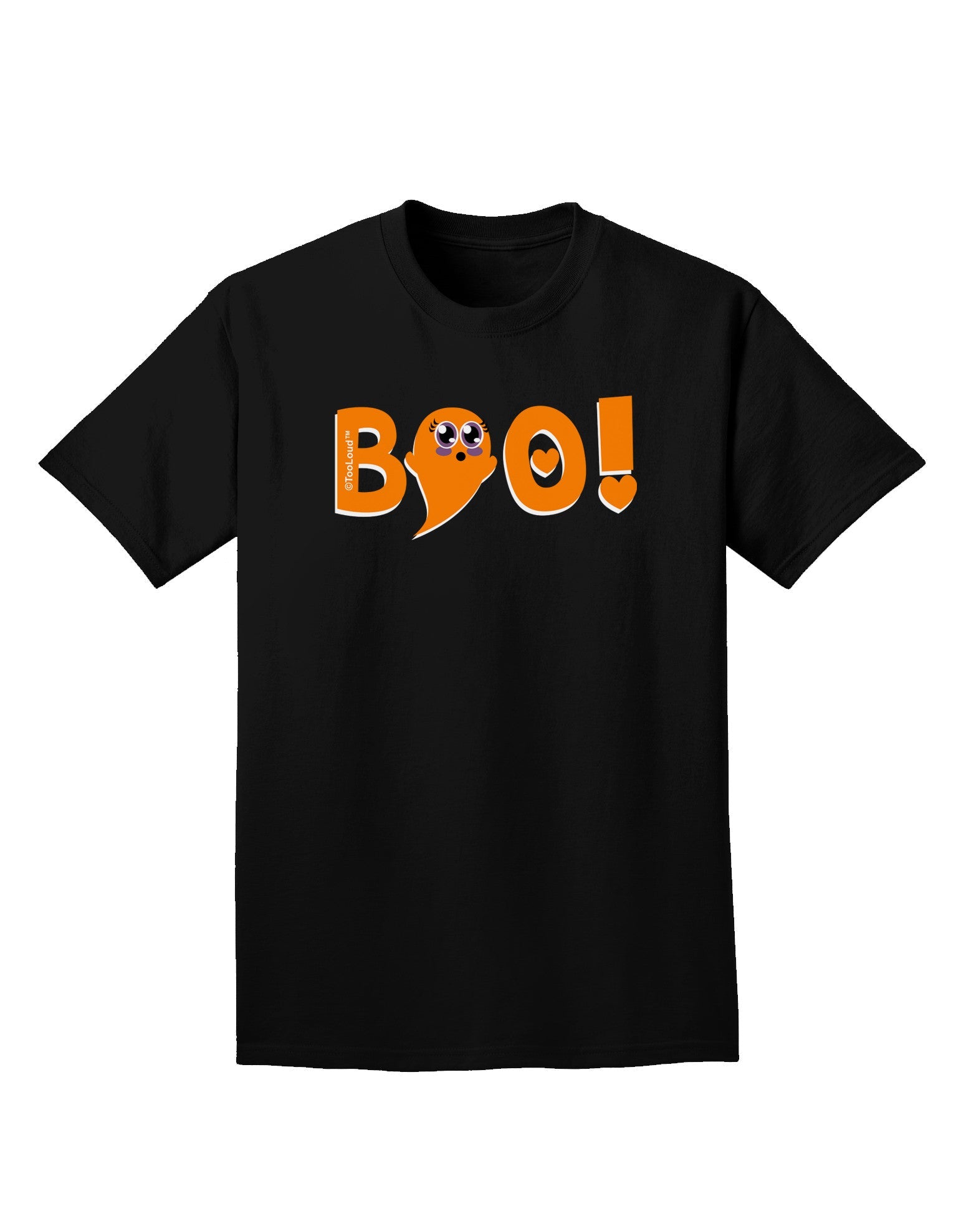Cute Boo Text Orange Adult Dark T-Shirt-Mens T-Shirt-TooLoud-Black-Small-Davson Sales