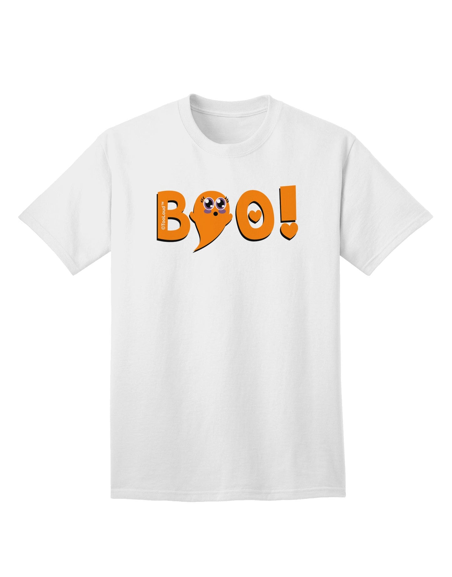 Cute Boo Text Orange Adult T-Shirt-Mens T-Shirt-TooLoud-White-Small-Davson Sales