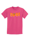 Cute Boo Text Orange Childrens Dark T-Shirt-Childrens T-Shirt-TooLoud-Sangria-X-Small-Davson Sales