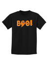 Cute Boo Text Orange Childrens Dark T-Shirt-Childrens T-Shirt-TooLoud-Black-X-Small-Davson Sales