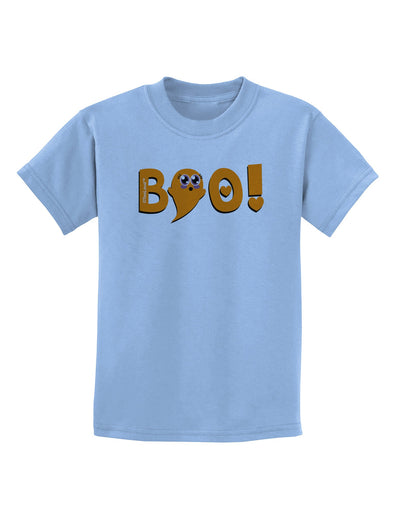 Cute Boo Text Orange Childrens T-Shirt-Childrens T-Shirt-TooLoud-Light-Blue-X-Small-Davson Sales