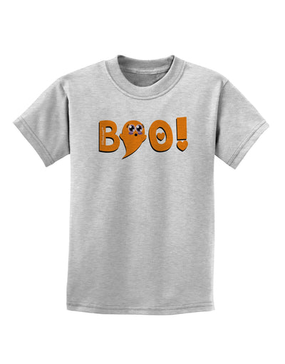 Cute Boo Text Orange Childrens T-Shirt-Childrens T-Shirt-TooLoud-AshGray-X-Small-Davson Sales