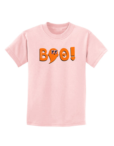 Cute Boo Text Orange Childrens T-Shirt-Childrens T-Shirt-TooLoud-PalePink-X-Small-Davson Sales