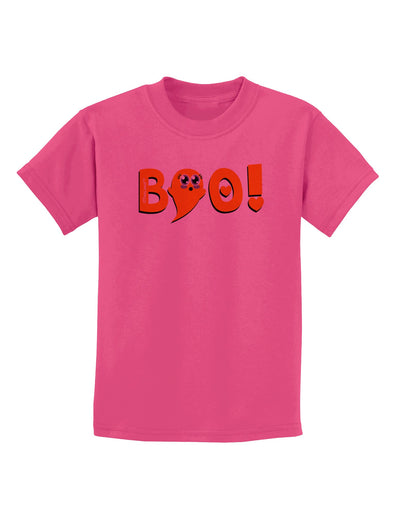 Cute Boo Text Orange Childrens T-Shirt-Childrens T-Shirt-TooLoud-Sangria-X-Small-Davson Sales