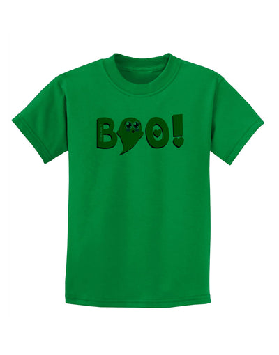 Cute Boo Text Orange Childrens T-Shirt-Childrens T-Shirt-TooLoud-Kelly-Green-X-Small-Davson Sales