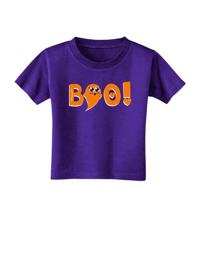 Cute Boo Text Orange Toddler T-Shirt Dark-Toddler T-Shirt-TooLoud-Purple-2T-Davson Sales