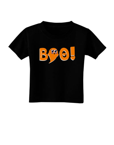 Cute Boo Text Orange Toddler T-Shirt Dark-Toddler T-Shirt-TooLoud-Black-2T-Davson Sales