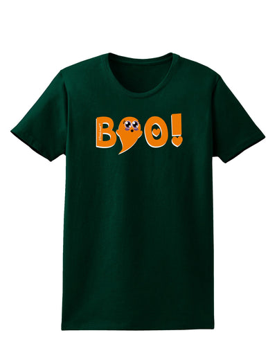 Cute Boo Text Orange Womens Dark T-Shirt-TooLoud-Forest-Green-Small-Davson Sales