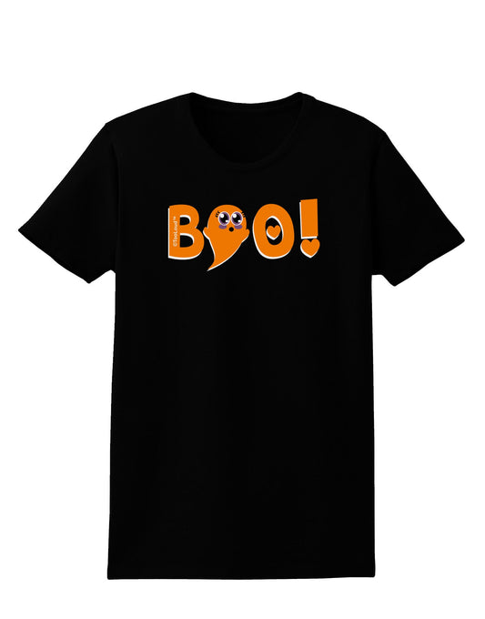 Cute Boo Text Orange Womens Dark T-Shirt-TooLoud-Black-X-Small-Davson Sales
