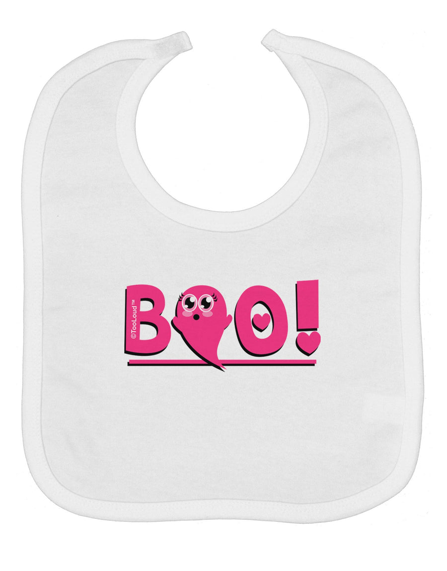 Cute Boo Text Pink Baby Bib