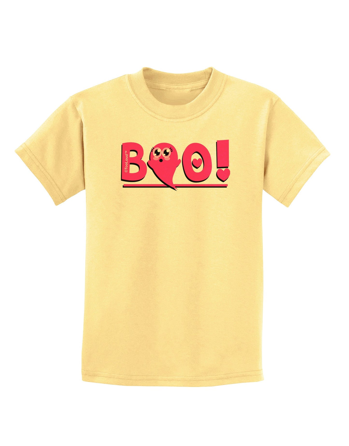 Cute Boo Text Pink Childrens T-Shirt-Childrens T-Shirt-TooLoud-Daffodil-Yellow-X-Small-Davson Sales