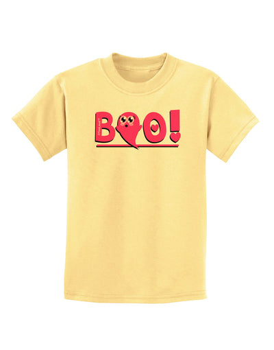 Cute Boo Text Pink Childrens T-Shirt-Childrens T-Shirt-TooLoud-Daffodil-Yellow-X-Small-Davson Sales