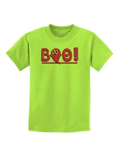 Cute Boo Text Pink Childrens T-Shirt-Childrens T-Shirt-TooLoud-Lime-Green-X-Small-Davson Sales