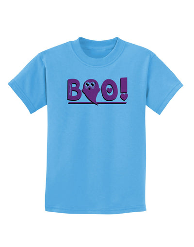 Cute Boo Text Pink Childrens T-Shirt-Childrens T-Shirt-TooLoud-Aquatic-Blue-X-Small-Davson Sales