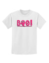 Cute Boo Text Pink Childrens T-Shirt-Childrens T-Shirt-TooLoud-White-X-Small-Davson Sales