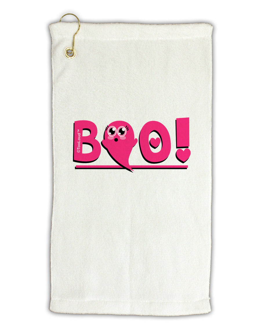 Cute Boo Text Pink Micro Terry Gromet Golf Towel 16 x 25 inch-Golf Towel-TooLoud-White-Davson Sales