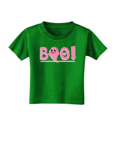 Cute Boo Text Pink Toddler T-Shirt Dark-Toddler T-Shirt-TooLoud-Clover-Green-2T-Davson Sales