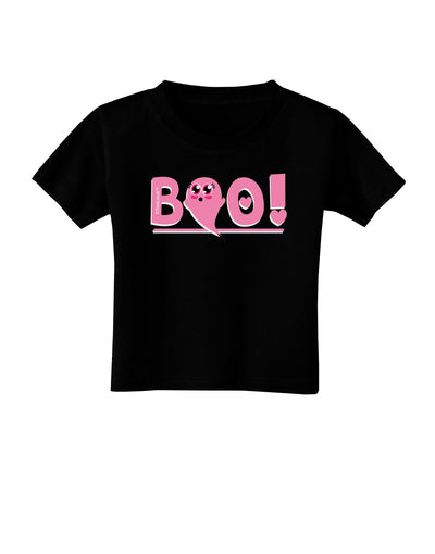 Cute Boo Text Pink Toddler T-Shirt Dark-Toddler T-Shirt-TooLoud-Black-2T-Davson Sales