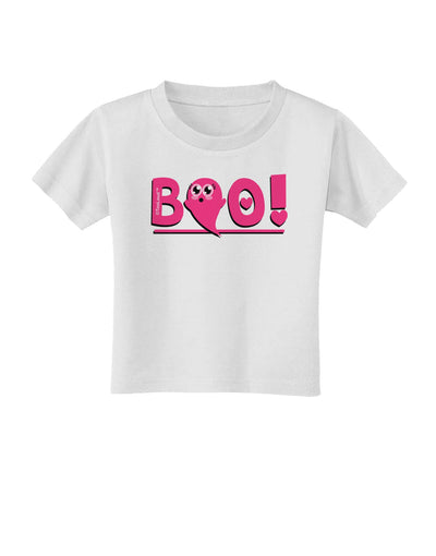 Cute Boo Text Pink Toddler T-Shirt-Toddler T-Shirt-TooLoud-White-2T-Davson Sales