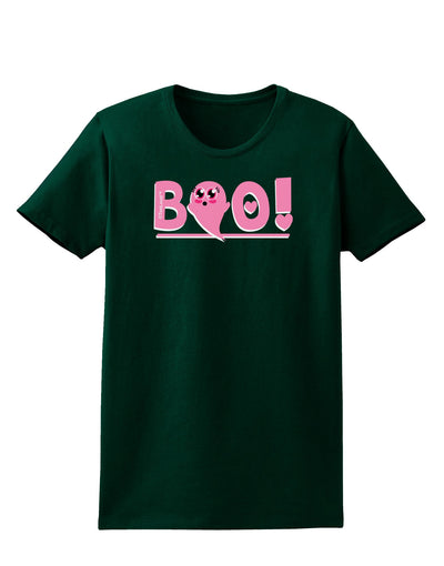 Cute Boo Text Pink Womens Dark T-Shirt-TooLoud-Forest-Green-Small-Davson Sales