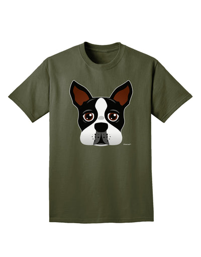 Cute Boston Terrier Dog Face Adult Dark T-Shirt-Mens T-Shirt-TooLoud-Military-Green-Small-Davson Sales