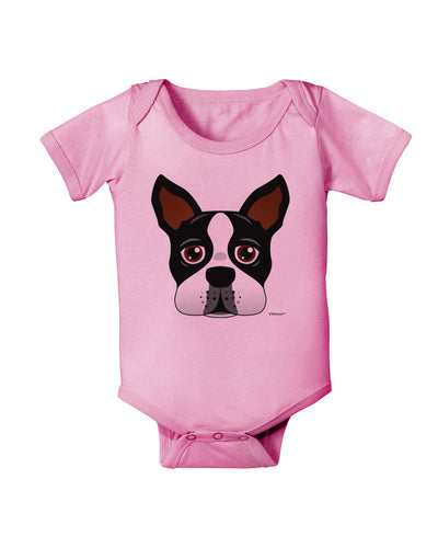 Cute Boston Terrier Dog Face Baby Romper Bodysuit-Baby Romper-TooLoud-Light-Pink-06-Months-Davson Sales