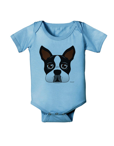 Cute Boston Terrier Dog Face Baby Romper Bodysuit-Baby Romper-TooLoud-Light-Blue-06-Months-Davson Sales