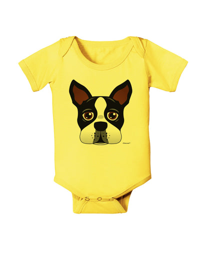 Cute Boston Terrier Dog Face Baby Romper Bodysuit-Baby Romper-TooLoud-Yellow-06-Months-Davson Sales