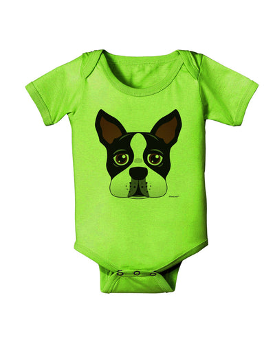 Cute Boston Terrier Dog Face Baby Romper Bodysuit-Baby Romper-TooLoud-Lime-Green-06-Months-Davson Sales