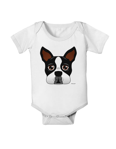 Cute Boston Terrier Dog Face Baby Romper Bodysuit-Baby Romper-TooLoud-White-06-Months-Davson Sales