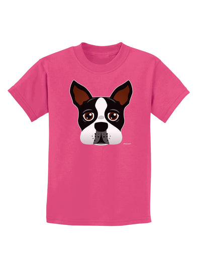 Cute Boston Terrier Dog Face Childrens Dark T-Shirt-Childrens T-Shirt-TooLoud-Sangria-X-Small-Davson Sales