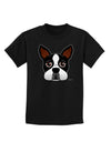 Cute Boston Terrier Dog Face Childrens Dark T-Shirt-Childrens T-Shirt-TooLoud-Black-X-Small-Davson Sales