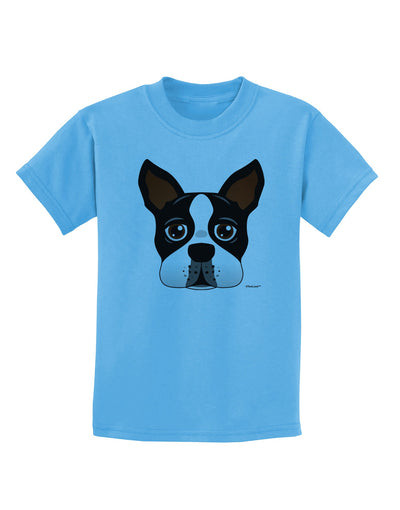 Cute Boston Terrier Dog Face Childrens T-Shirt-Childrens T-Shirt-TooLoud-Aquatic-Blue-X-Small-Davson Sales