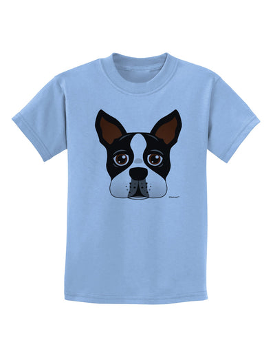 Cute Boston Terrier Dog Face Childrens T-Shirt-Childrens T-Shirt-TooLoud-Light-Blue-X-Small-Davson Sales