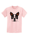 Cute Boston Terrier Dog Face Childrens T-Shirt-Childrens T-Shirt-TooLoud-PalePink-X-Small-Davson Sales