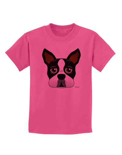 Cute Boston Terrier Dog Face Childrens T-Shirt-Childrens T-Shirt-TooLoud-Sangria-X-Small-Davson Sales