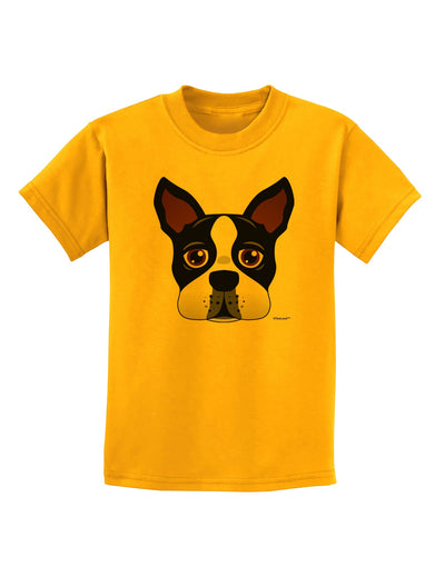 Cute Boston Terrier Dog Face Childrens T-Shirt-Childrens T-Shirt-TooLoud-Gold-X-Small-Davson Sales