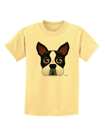 Cute Boston Terrier Dog Face Childrens T-Shirt-Childrens T-Shirt-TooLoud-Daffodil-Yellow-X-Small-Davson Sales