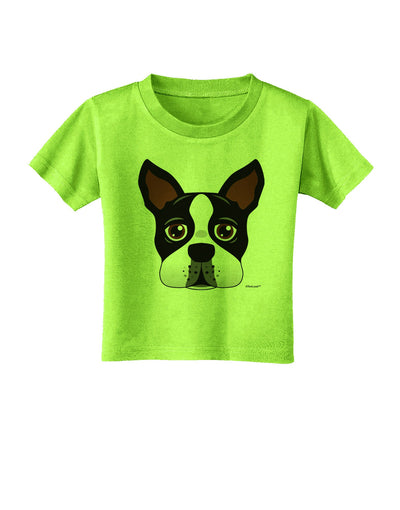 Cute Boston Terrier Dog Face Toddler T-Shirt-Toddler T-Shirt-TooLoud-Lime-Green-2T-Davson Sales